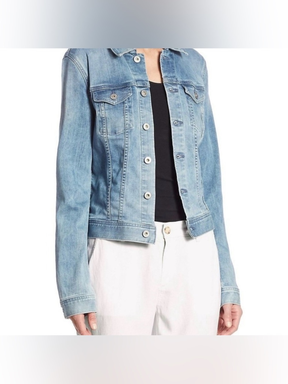 AG Adriano Goldschmied Robyn Distressed Denim Jean Jacket Medium M